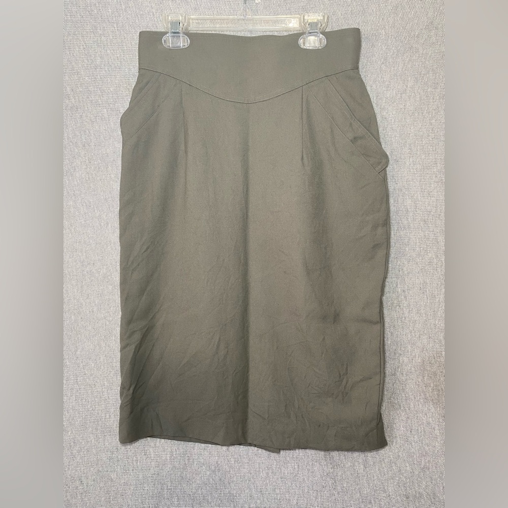 FLAWED Vintage Joseph Ho Womens Size 10 100% Wool Formal Skirt Green